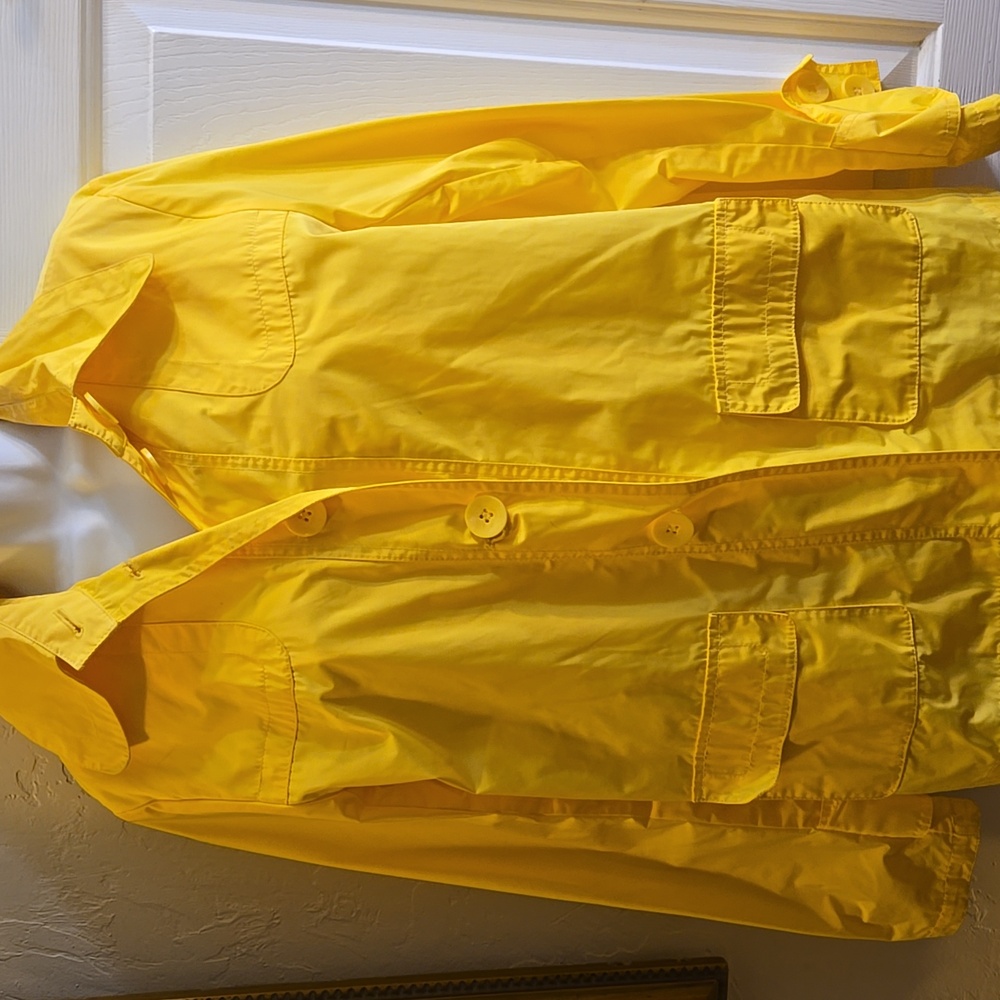 Chico's Yellow Lightweight Button Up Rain Jacket Womens